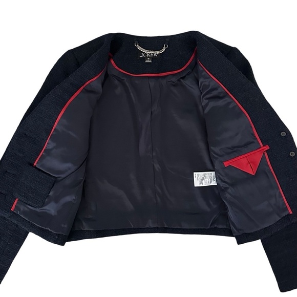 J. Crew 2023 Navy V-neck Lady Jacket in Maritime Tweed Size 00 - Picture 7 of 12